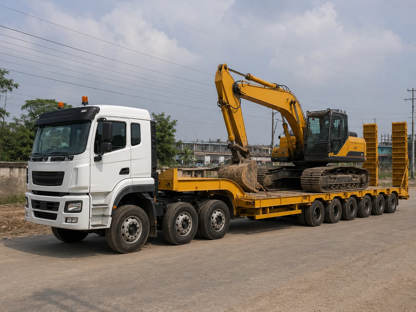 চলমান lowbed transport visual